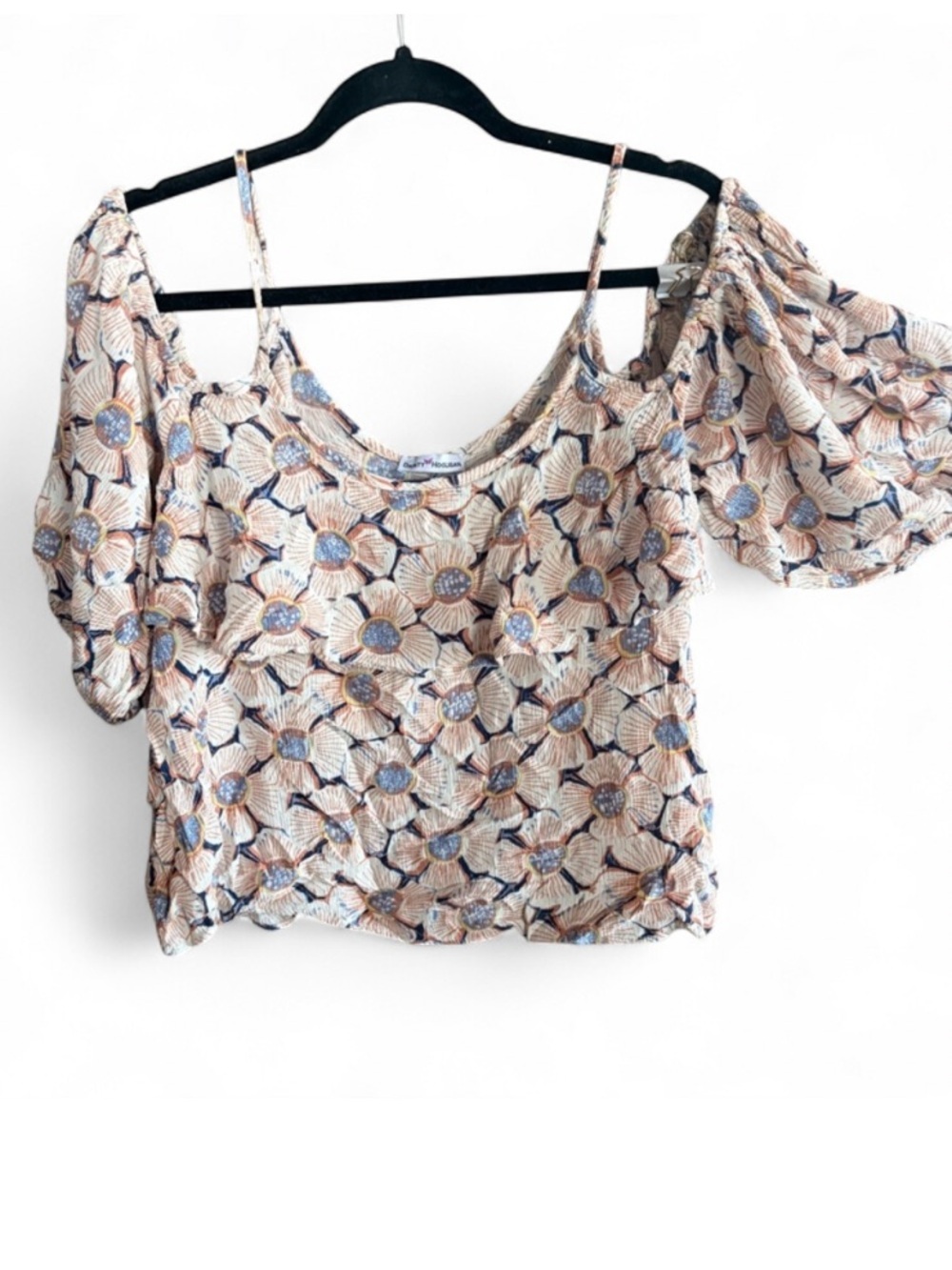 Dainty Hooligan Floral Cold Shoulder Crop Top Boho Cottagecore - Picture 2 of 4